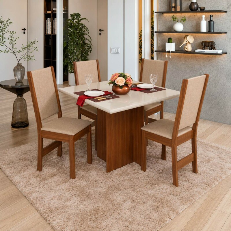 CJ MESA 4C SAO CARLOS LAISE QUADRADA 100X100 NATURALLE / OFF WHITE